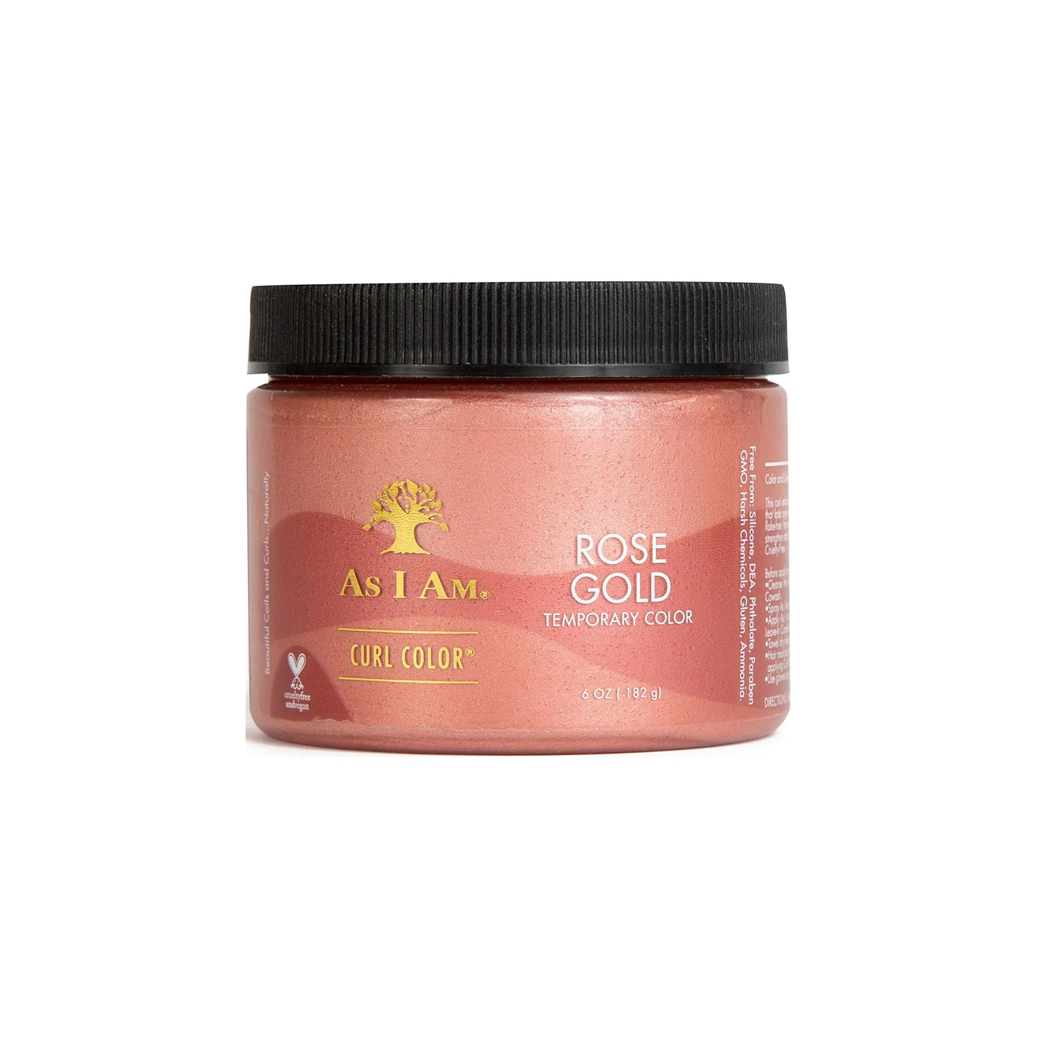Beholder med As I Am Curl Color Temporary Color Gel i farven Rose Gold til midlertidig hårfarvning af krøller.