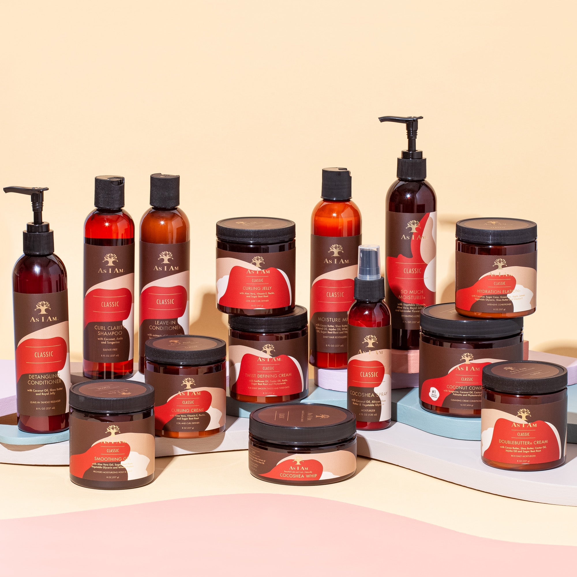 As I Am hårplejeserie. Komplet sortiment af produkter til krøllet hår, inklusiv Classic Twist Defining Cream.