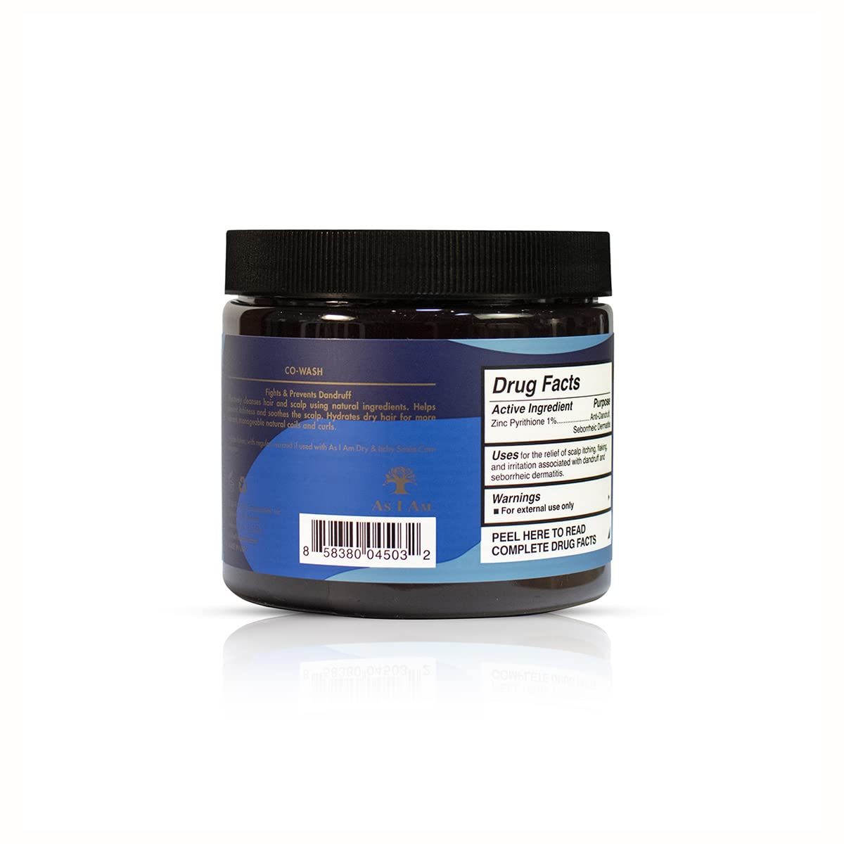 Bagsiden af As I Am Dry & Itchy Scalp Care CoWash.