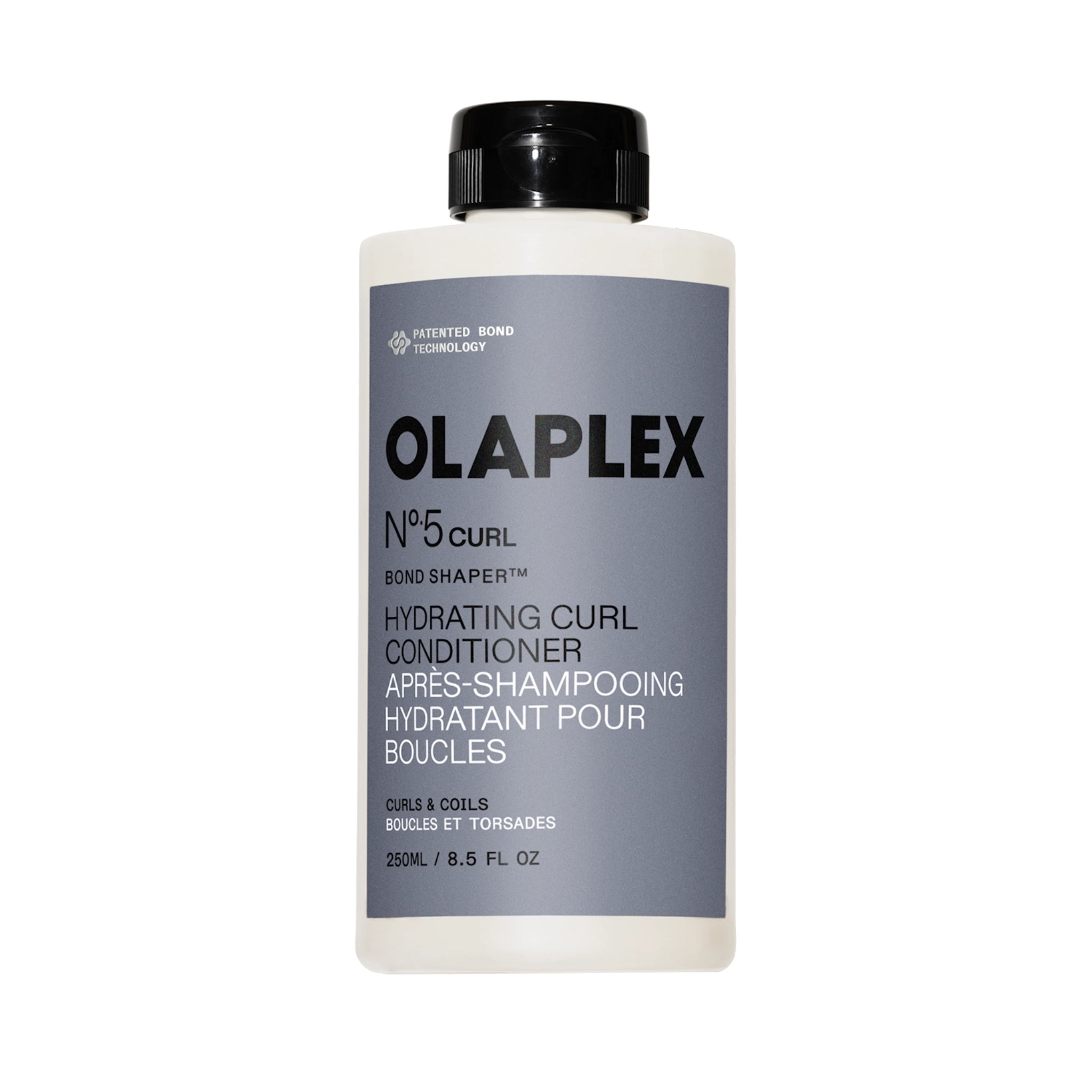 Olaplex Nº.5 Curl Bond Shaper hydrating curl conditioner i grå flaske med sort låg, 250 ml.