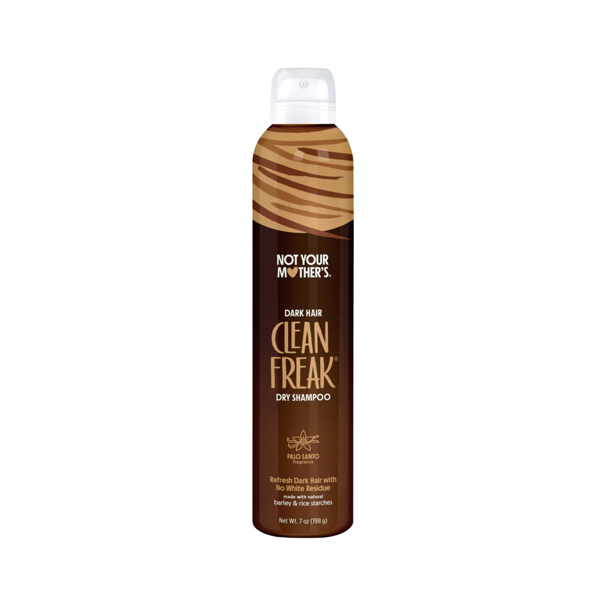 Not Your Mother's Clean Freak dry shampoo til mørkt hår i brun spraydåse med Palo Santo duft, 198 g.