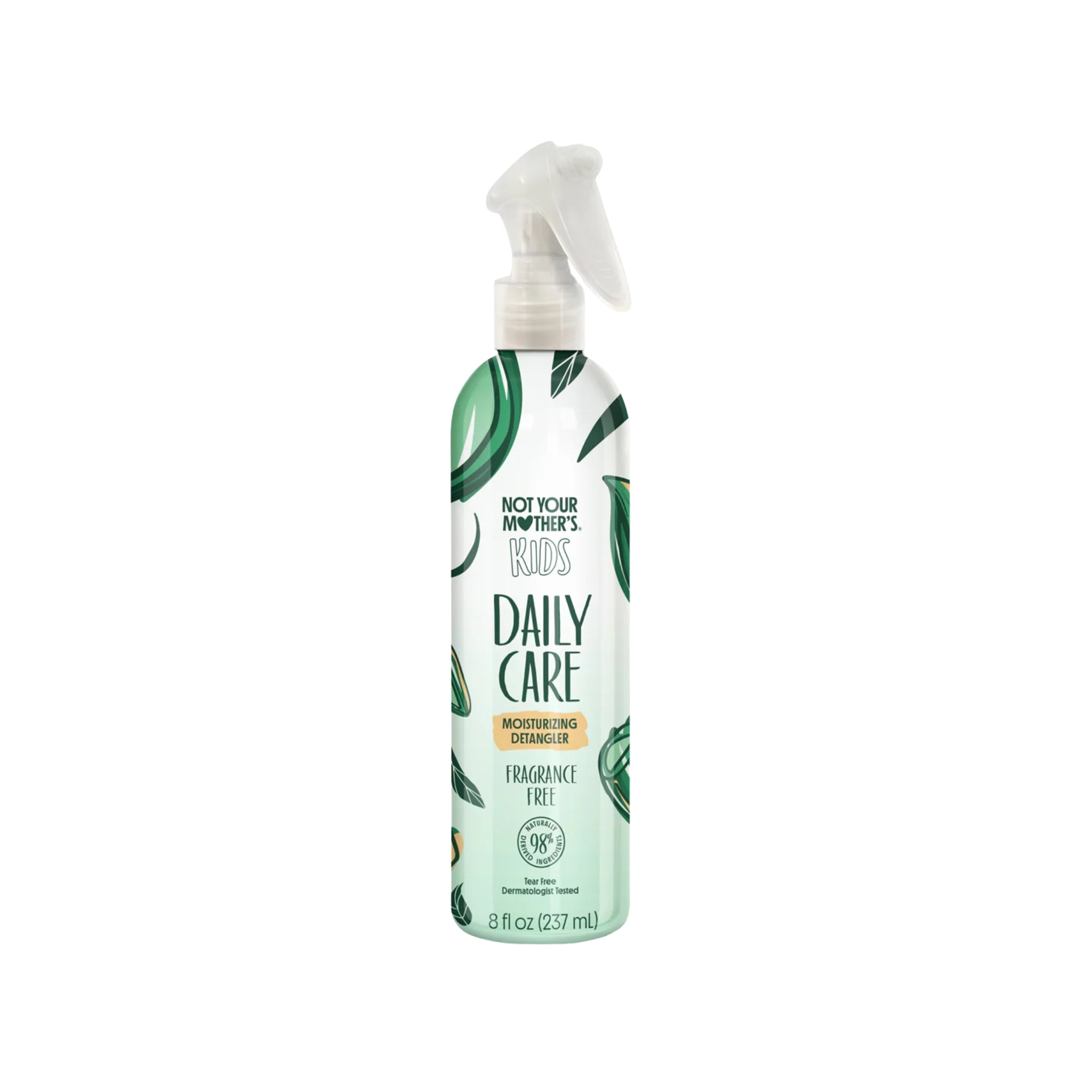 Not Your Mother's Kids Daily Care moisturizing detangler spray, parfumefri, 8 fl oz med grønt bladmønster.