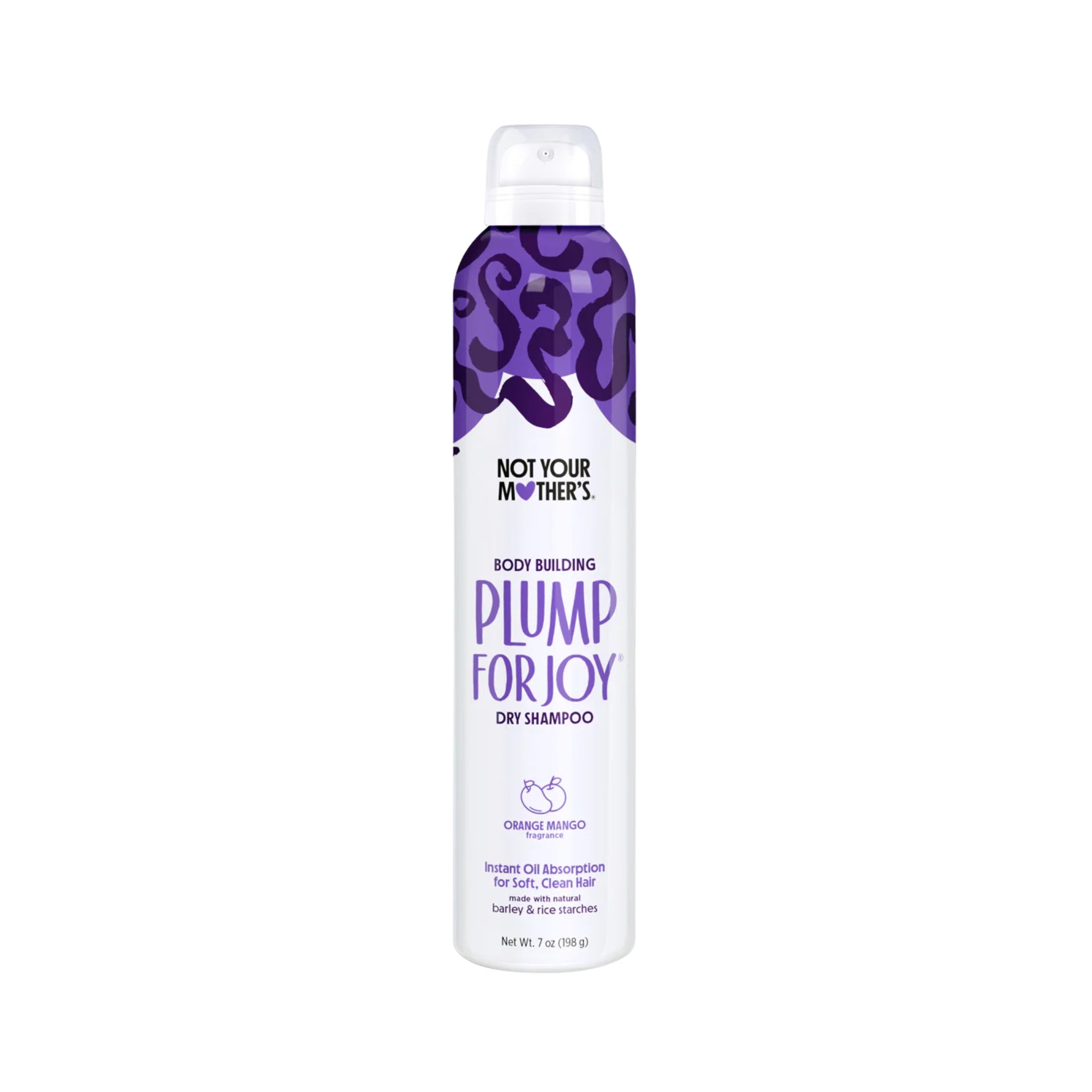 Not Your Mother's Plump for Joy body building tørshampoo med orange mango duft i lilla og hvid spraydåse.