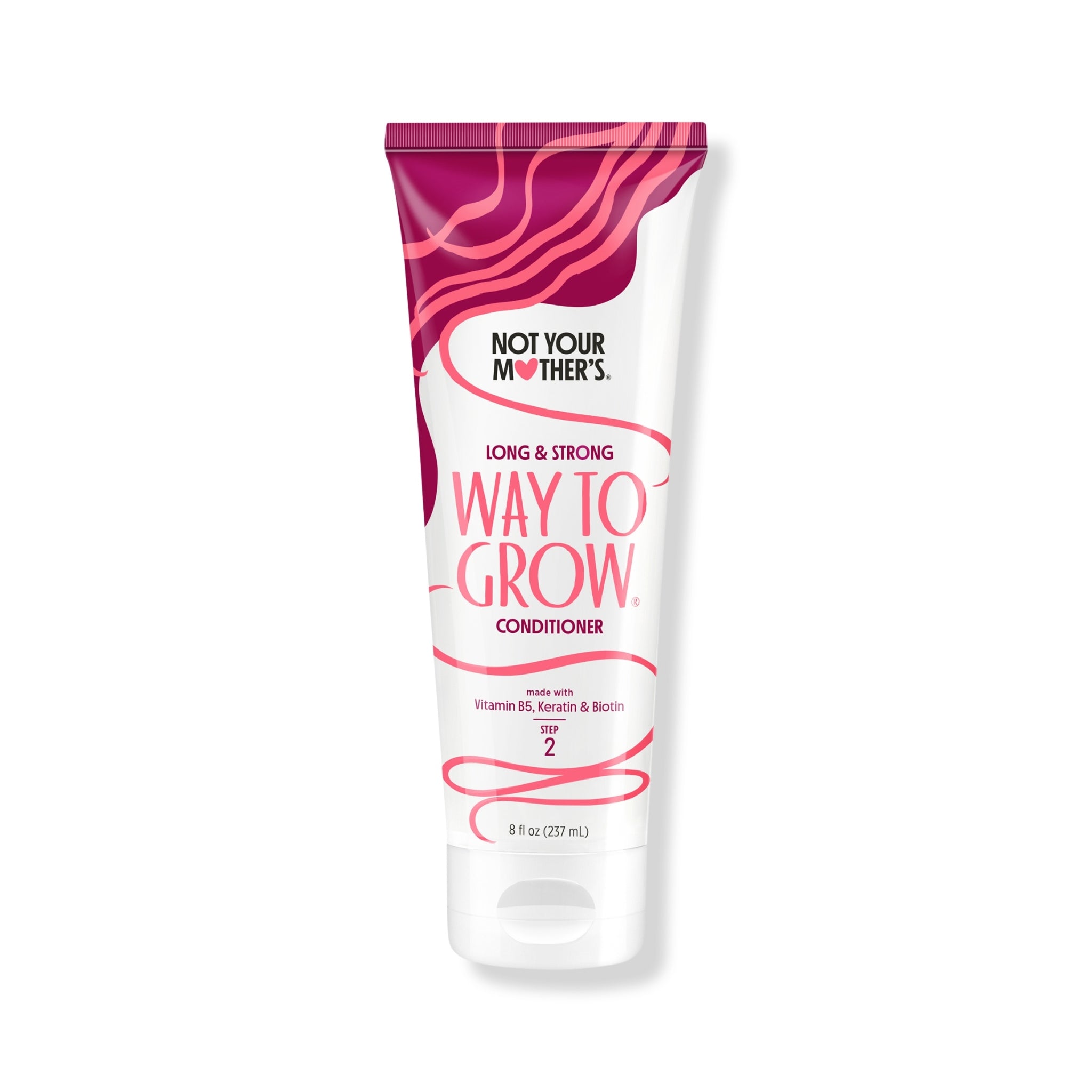 Not Your Mother's Way to Grow Long & Strong conditioner i pink-hvid tube med vitamin B5, keratin og biotin, 237 ml.